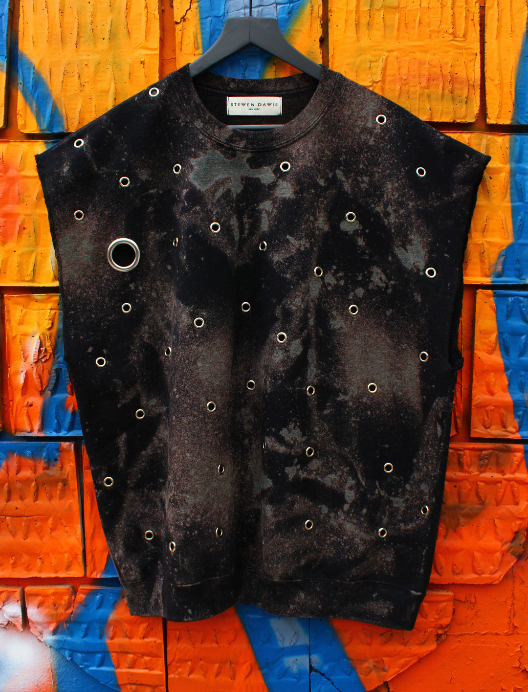Cosmic Industrial Sleeveless Sweatshirt-Bleach Dyed