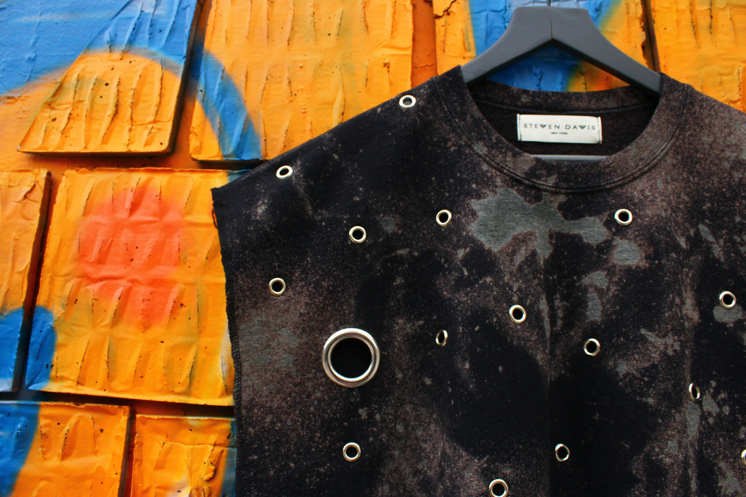 Cosmic Industrial Sleeveless Sweatshirt-Bleach Dyed