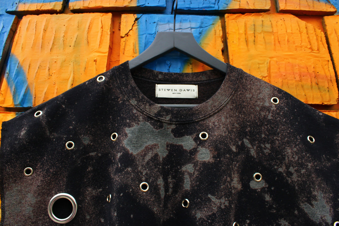 Cosmic Industrial Sleeveless Sweatshirt-Bleach Dyed