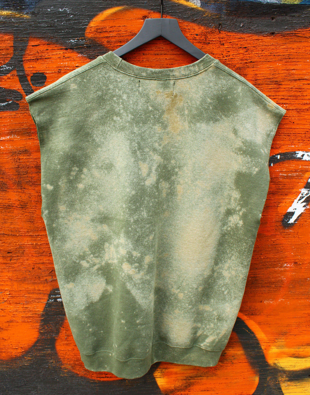 Industrial Grunge Sleeveless Grommet Sweatshirt-Bleach Dyed