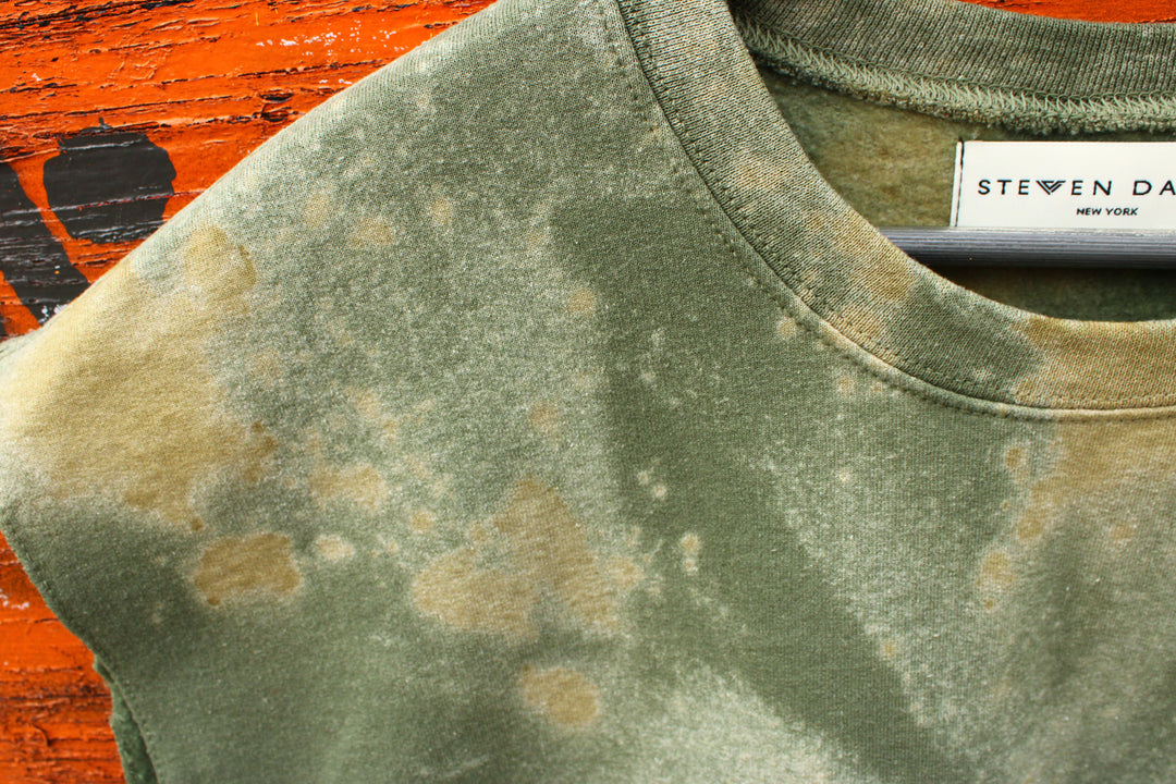 Industrial Grunge Sleeveless Grommet Sweatshirt-Bleach Dyed