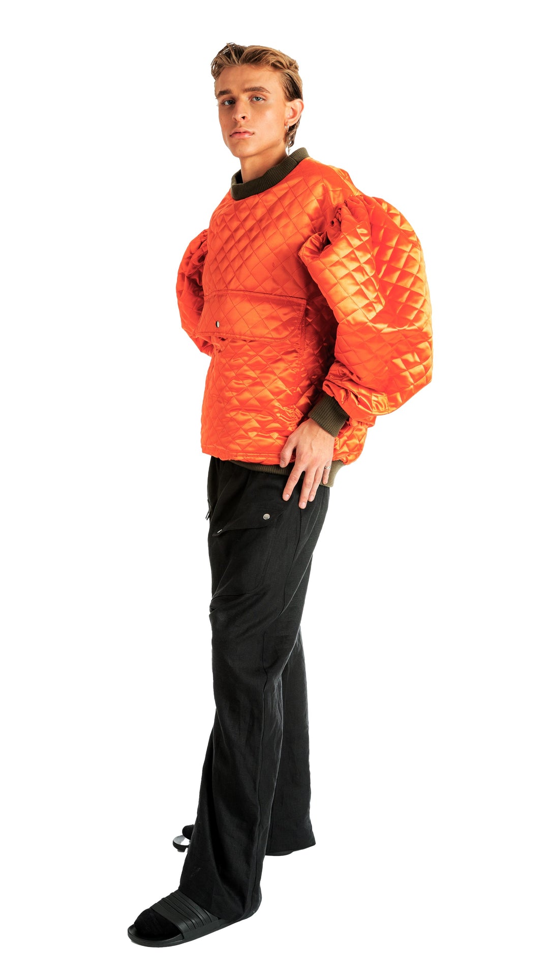 Quilted Utilitarian Oversized Sweatshirt